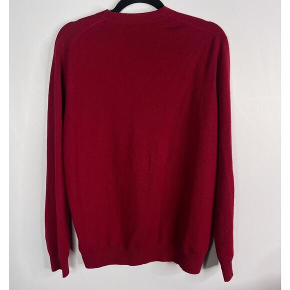 John W Nordstrom Mens Medium M Red Cashmere V Neck Sweater Pullover Knit Luxe - Picture 2 of 7